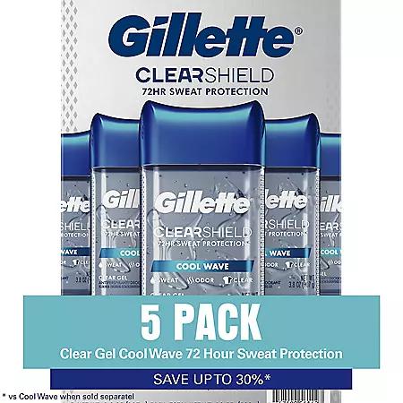 Gillette Gillette Cool Wave Clear Gel Men's Antiperspirant and Deodorant, 3.8 oz., 5 pk.