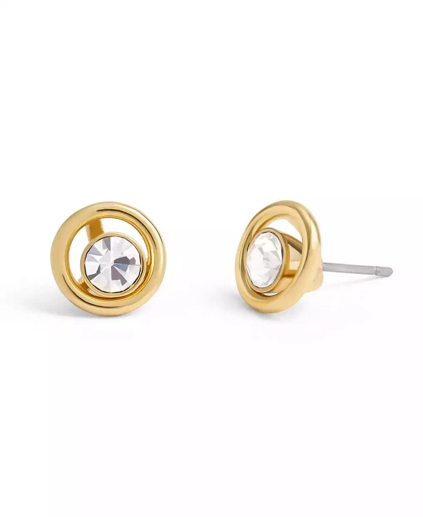 Coach Faux Stone Halo Round Stud Earrings