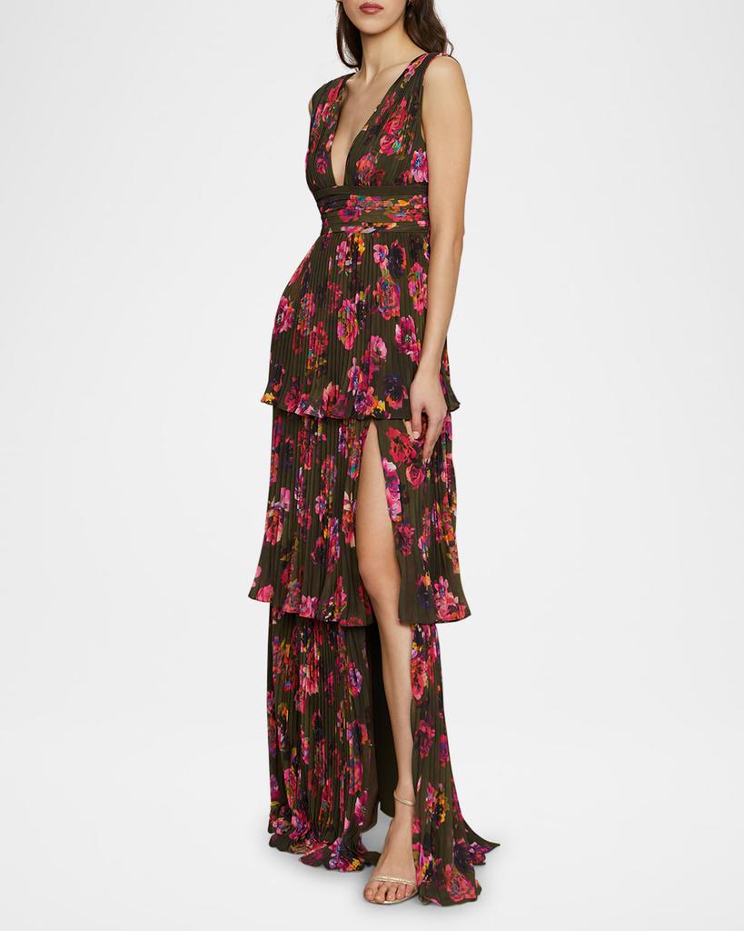 AMUR Fluer Deep V Pleated Gown
