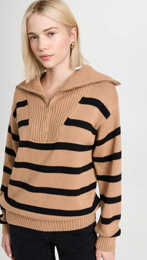 English Factory Striped Knit Zip Pullover 1