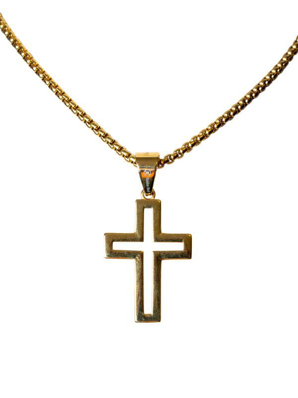 Jean Claude Goldtone Stainless Steel Cross Pendant Chain Necklace