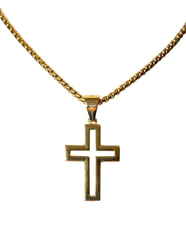 Jean Claude Goldtone Stainless Steel Cross Pendant Chain Necklace 1