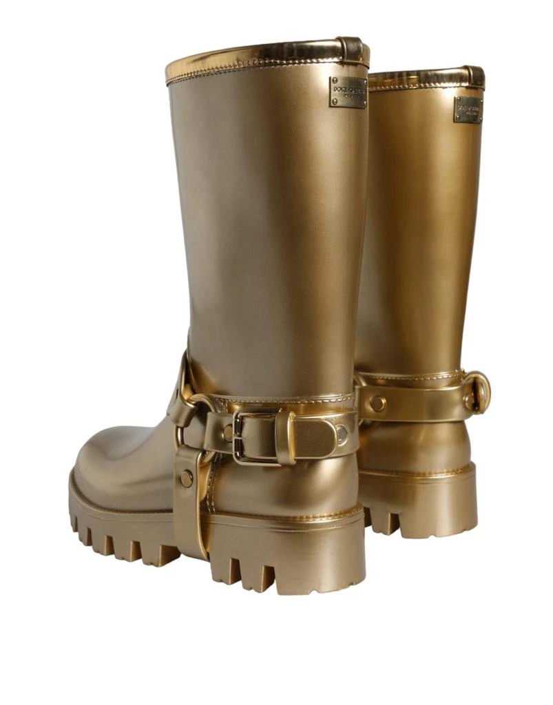 Dolce & Gabbana Metallic  Rubber PVC Rain Boots Women's Shoes 4