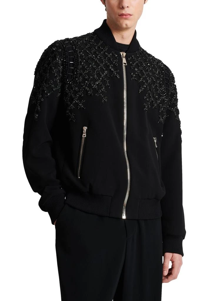 Balmain Embroidered crepe bomber jacket 4