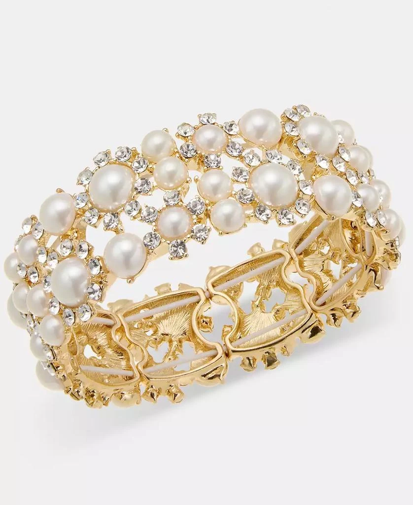Charter Club Crystal 
Imitation Pearl Statement Stretch Bracelet
