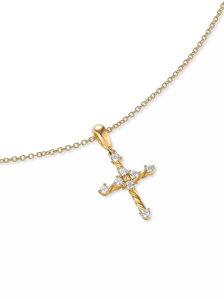 David Yurman Petite Modern Renaissance Cross Pendant Necklace in 18K Yellow Gold with Diamonds, 22.1MM 4