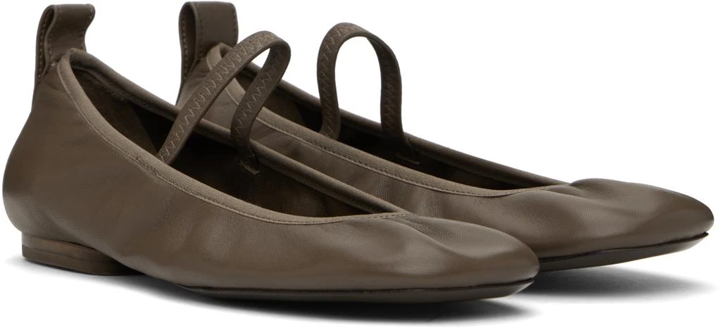 Lemaire Taupe Square Flat Ballerina Flats 4