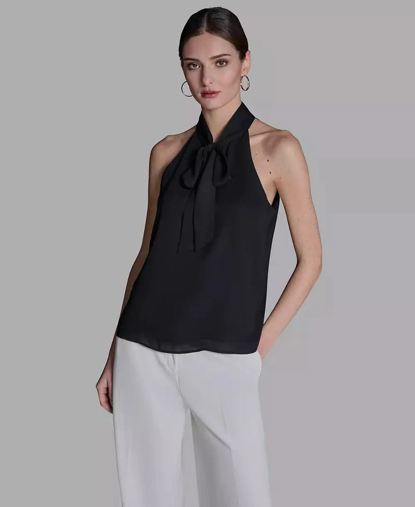 BCBG Women's Sleeveless Tie-Neck Blouse