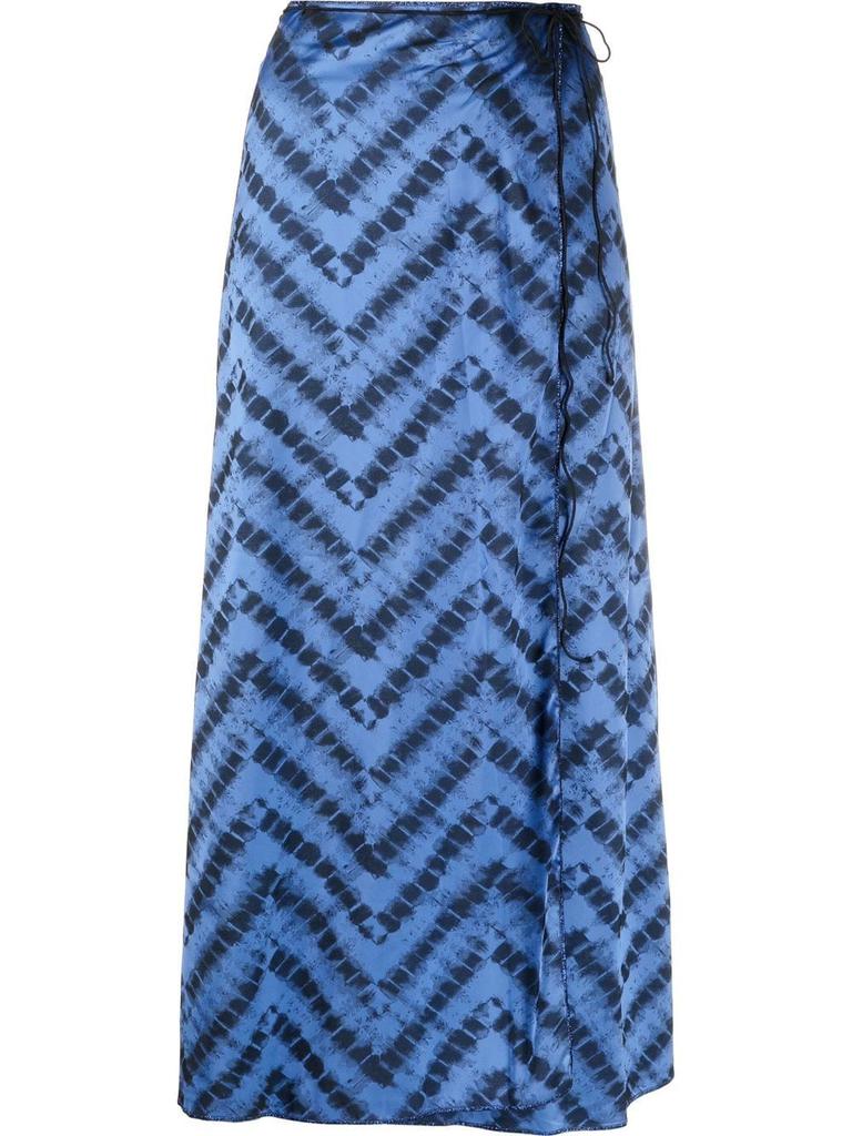 Oséree chevron-print side-tie skirt - women -  -  - Blue