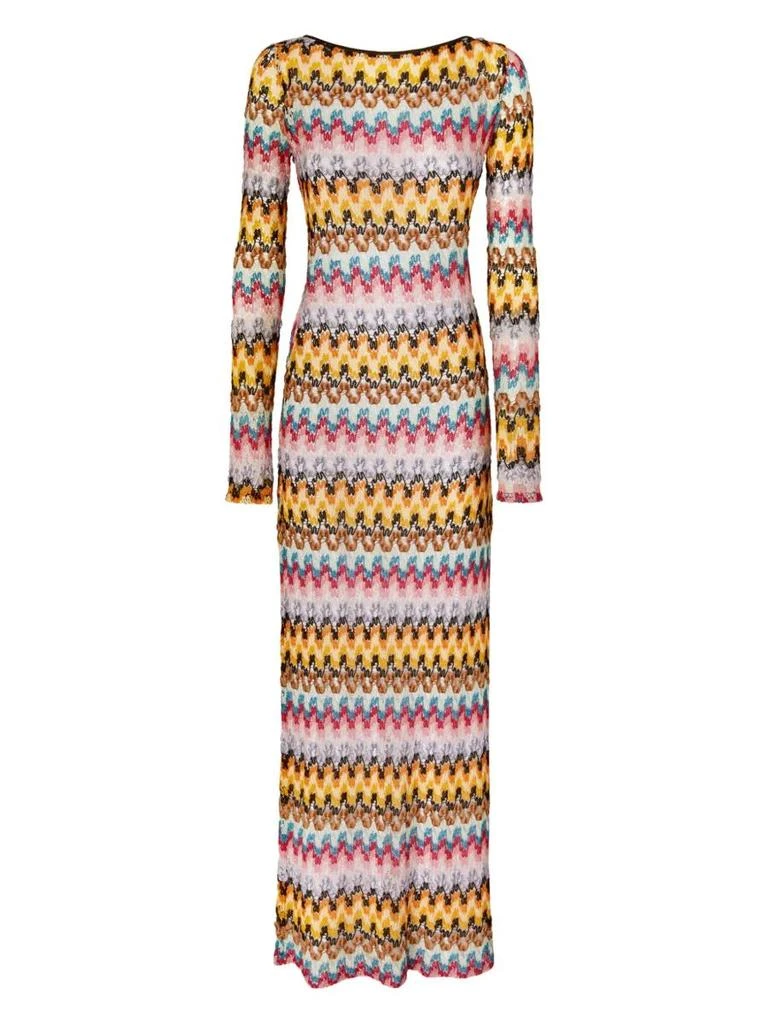 knee length dresses for ladies Missoni Summer Knit Colorful Herringbone Print Open Beck Maxi Dress –  roschic main image 0
