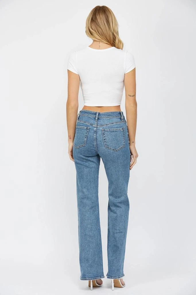 mica denim Mica Denim - High Rise Wide Leg Jeans With Pearl Embellishment 4