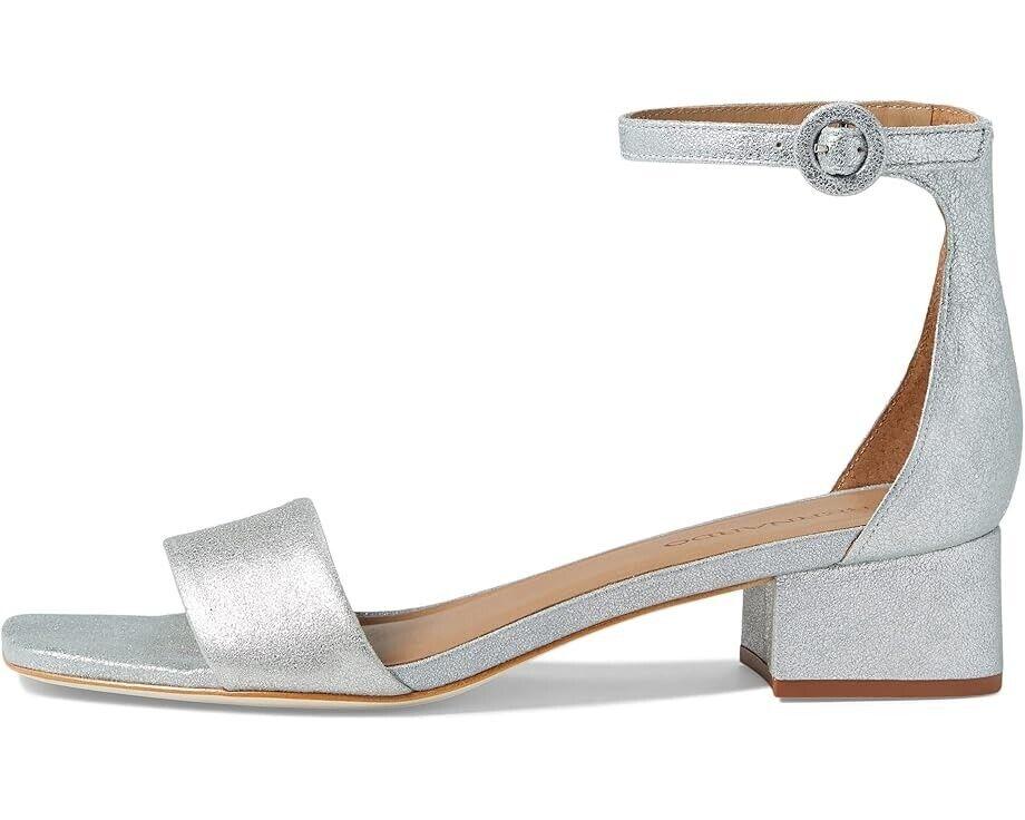 Bernardo Jalena Sandals Womens 8.5 Silver Leather Block Heel Ankle Strap ZPO2835