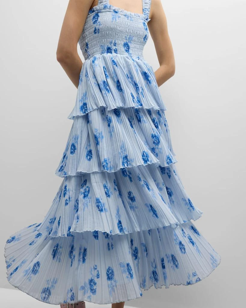 Ganni Floral Pleated Georgette Midi Dress 7