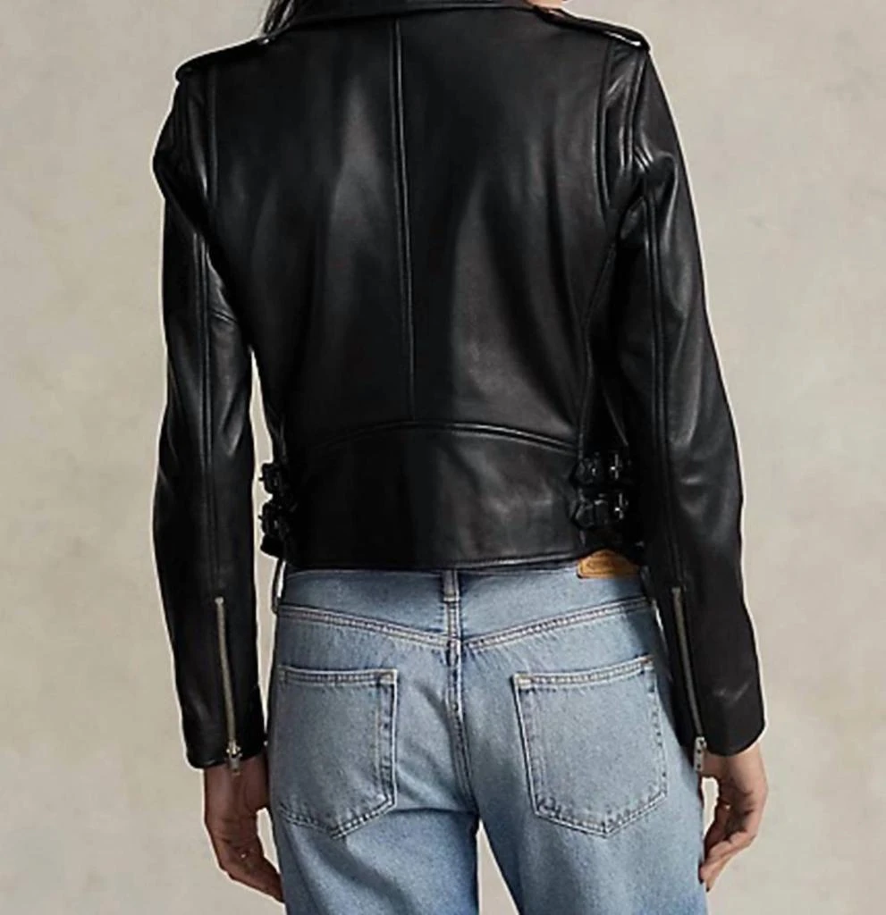 Ralph Lauren Sheepskin Leather Moto Jacket In Polo Black 4
