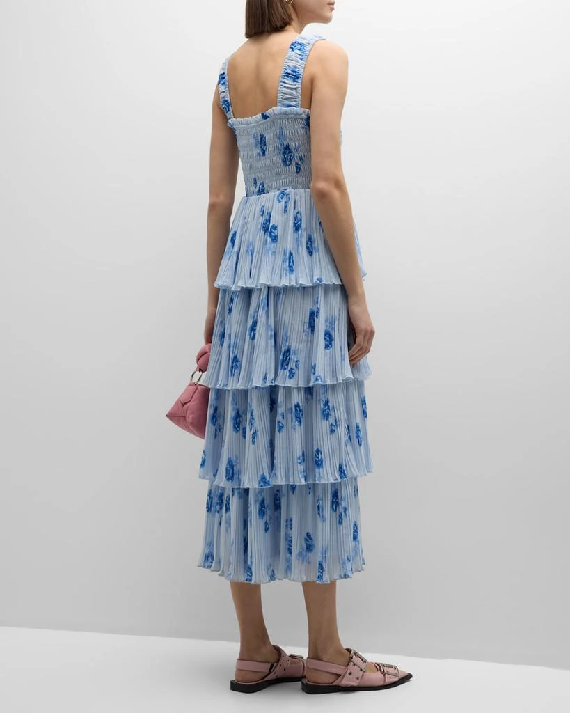 Ganni Floral Pleated Georgette Midi Dress 6