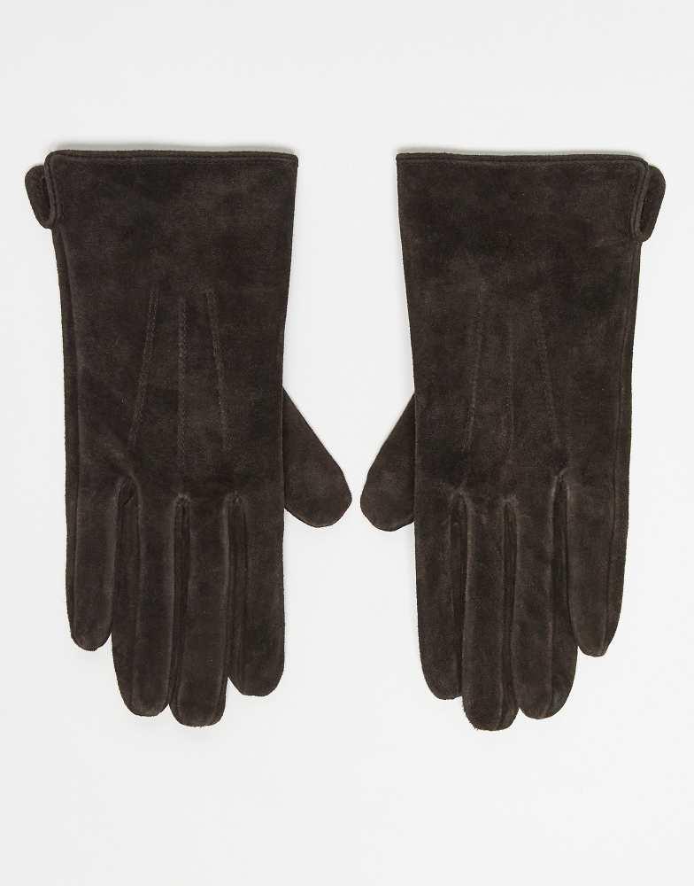 GINA TRICOT Gina Tricot pure suede leather gloves in dark brown