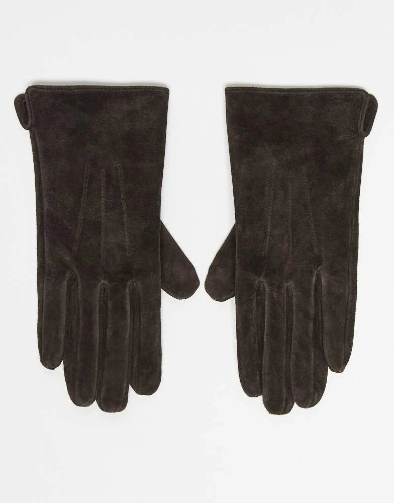 GINA TRICOT Gina Tricot pure suede leather gloves in dark brown 1