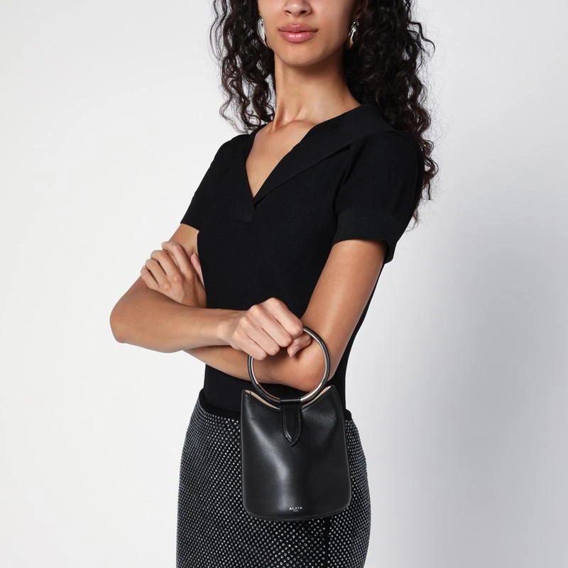 Alaïa Mini Ring Bucket black leather bag 2