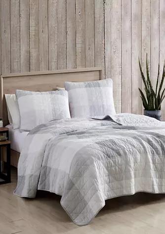 Eddie Bauer Bauer Boulder Plaid 3 Piece Cotton Quilt Set