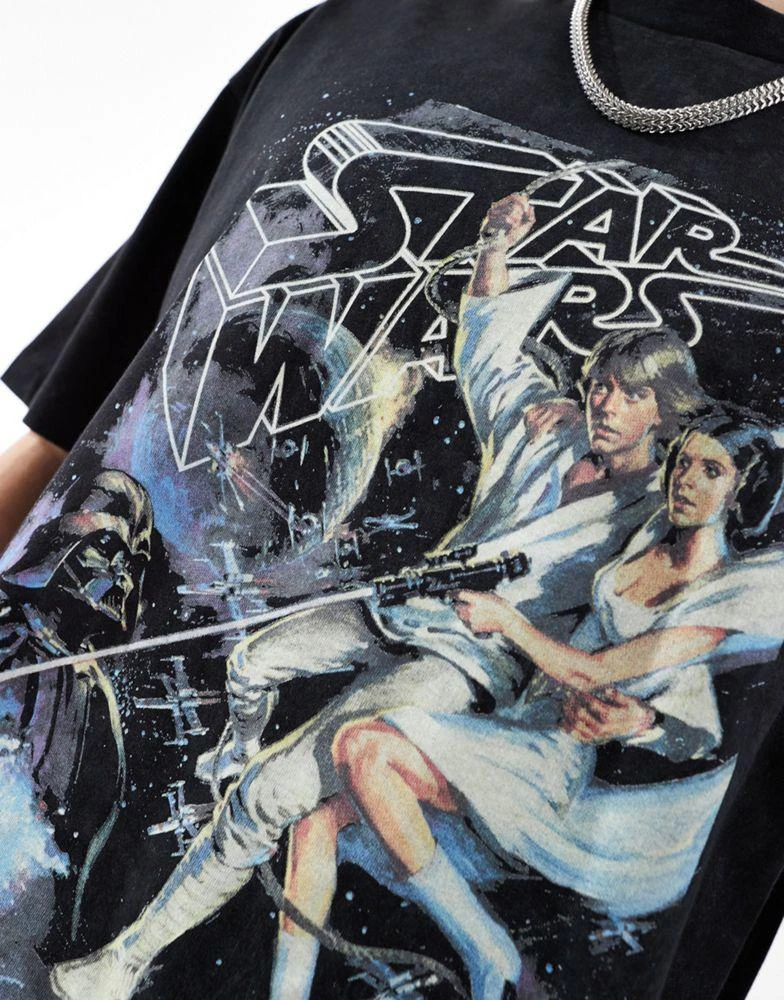 ASOS ASOS DESIGN unisex oversized license t-shirt in washed black with Star Wars graphic print 2