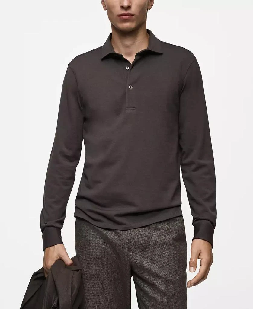 Mango Men's Stretch-Wool Polo Shirt 1