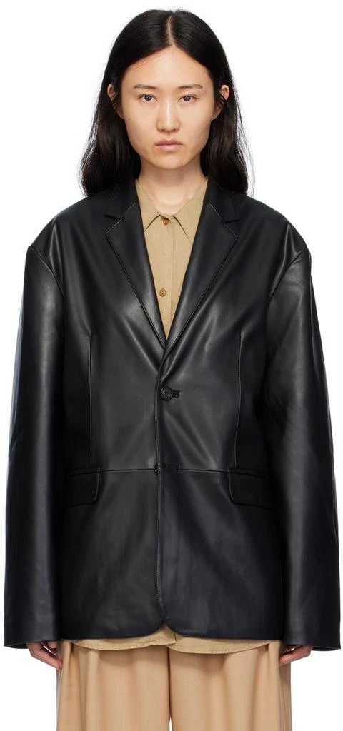 The Frankie Shop Black Olympia Faux-Leather Blazer 1