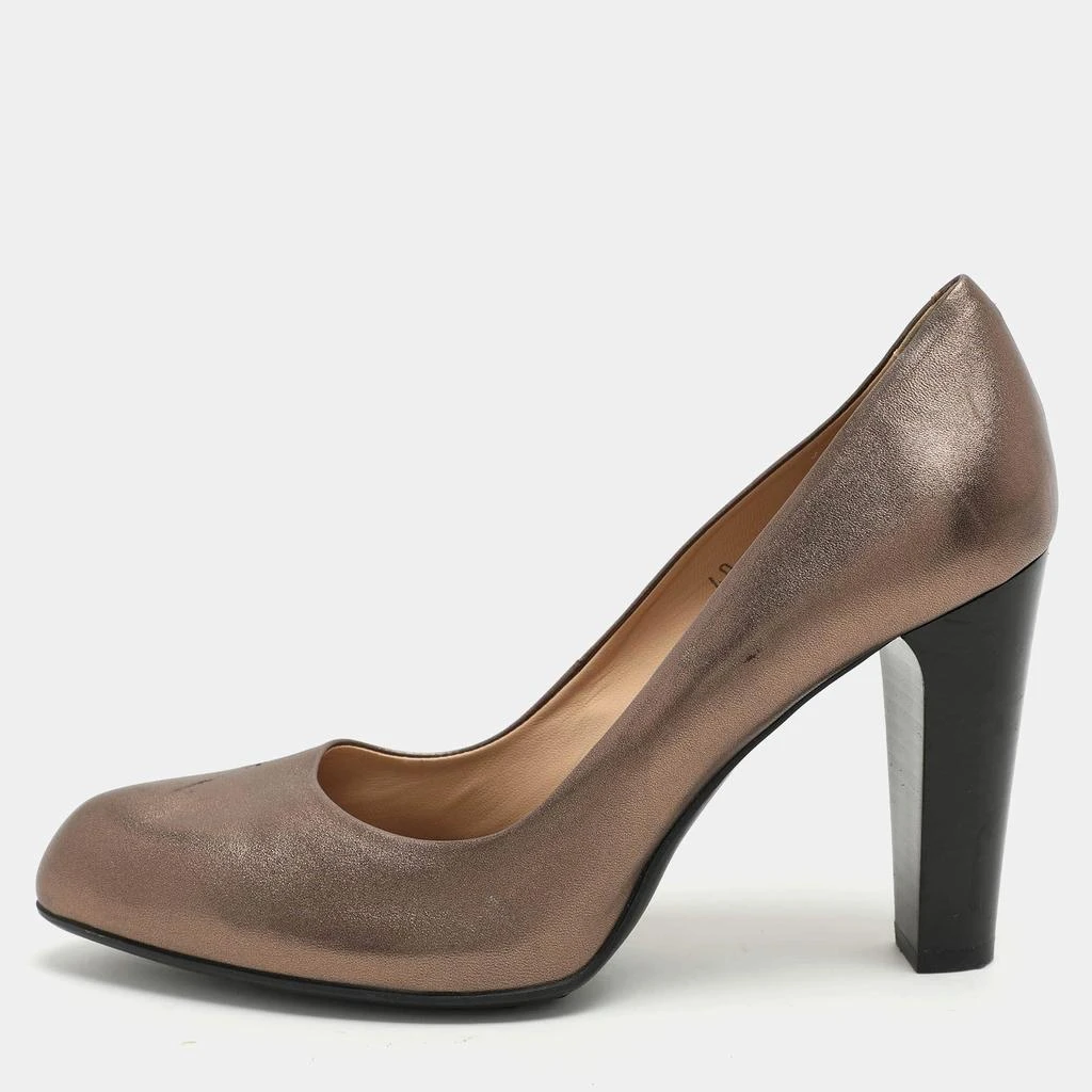 Tod's Tod's Metallic Leather Block Heel Pumps Size 40 1