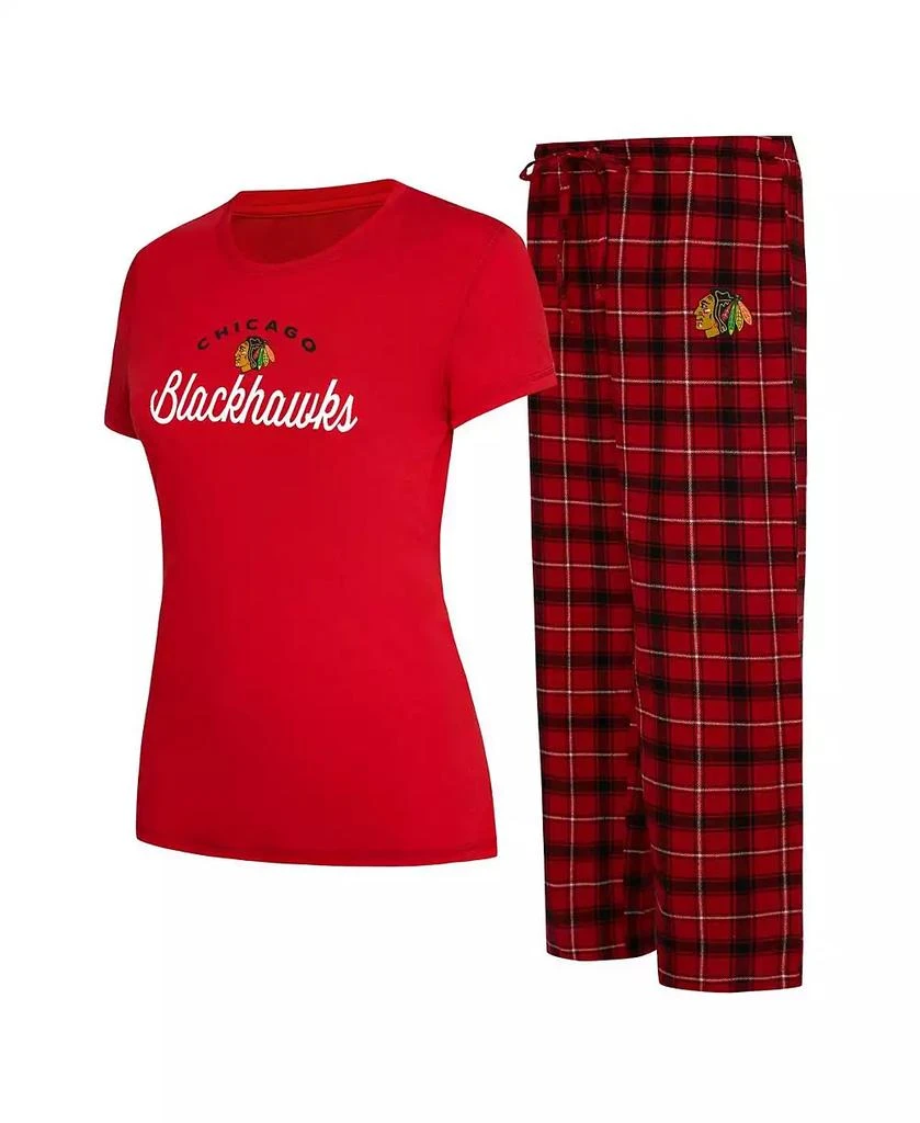 Concepts Sport Women's Red, Black Chicago Blackhawks Arctic T-shirt and Pajama Pants Sleep Set 1