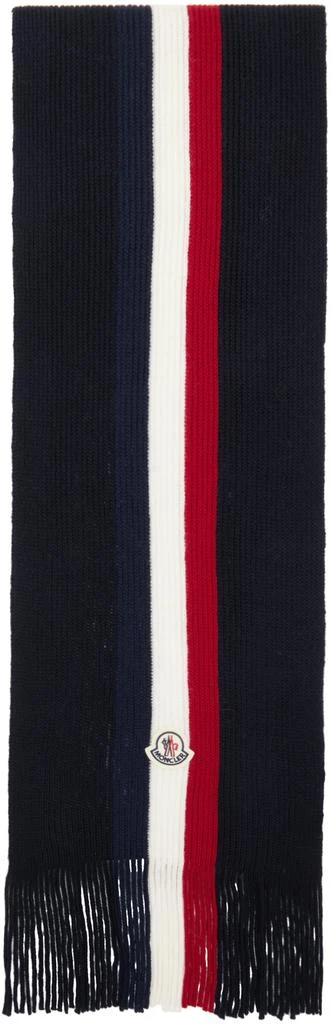 Moncler Navy Tricolor Wool Scarf 1
