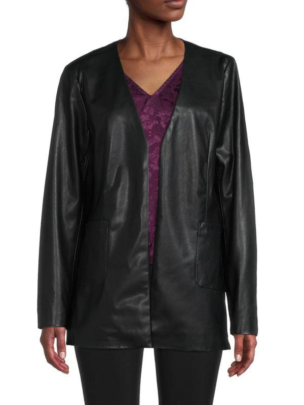 Calvin Klein Faux Leather Collarless Jacket 1