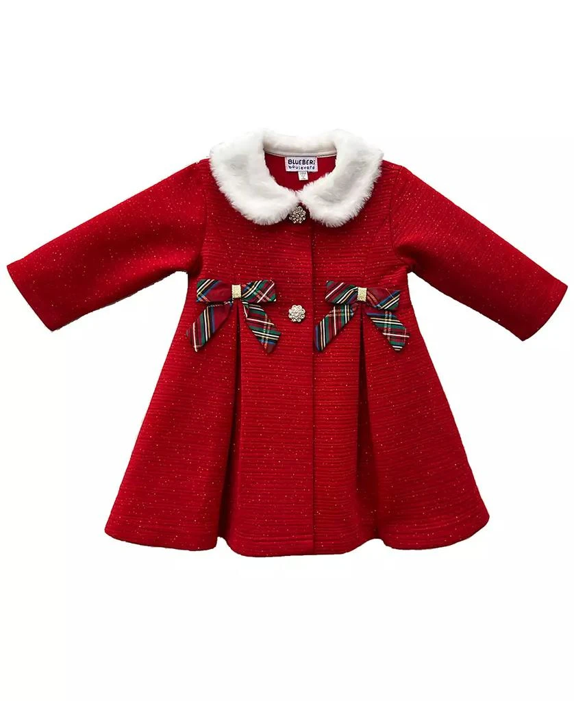 girls holiday plaid dress Sal & Pimenta Girls Red Noel Holiday Plaid Dress with Lace Details and Side Bows main image 1