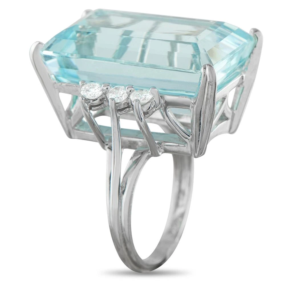 LB Exclusive 14K White Gold 0.36ct Diamond and Aquamarine Ring MF34-122325 2