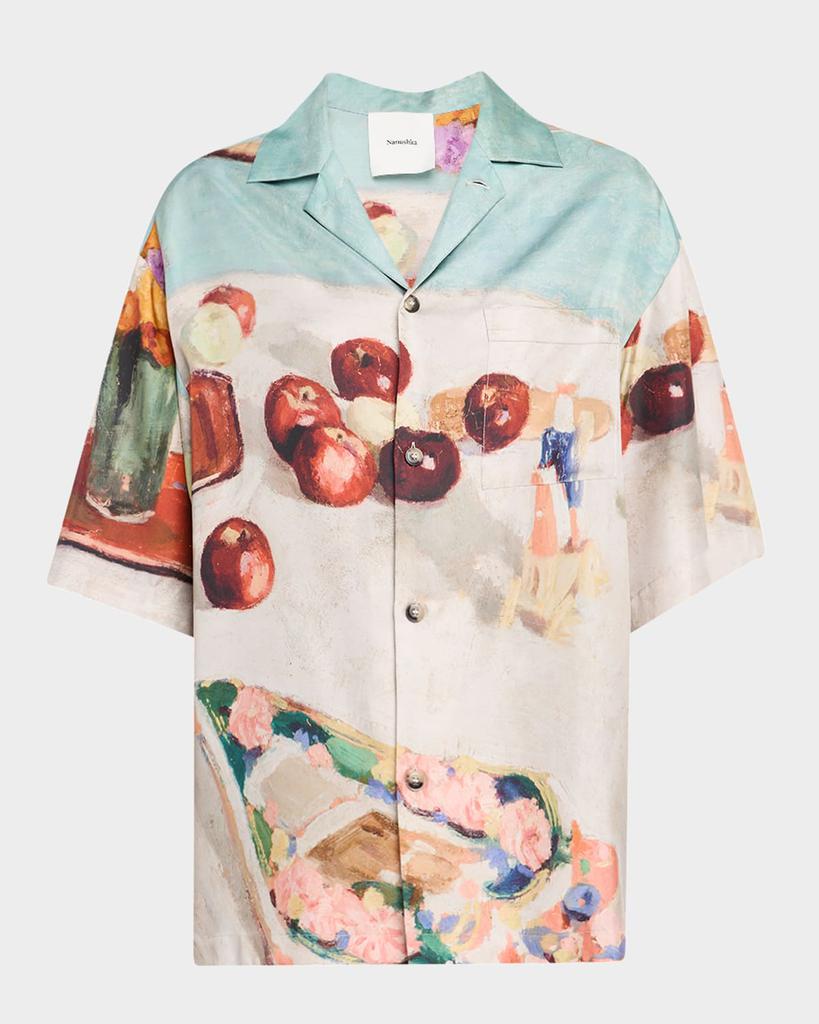 Nanushka Caspian Button-Front Silk Twill Shirt