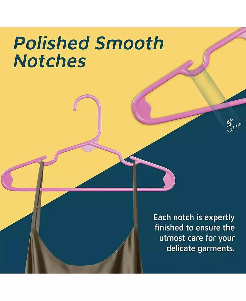 Lifemaster Kids Plastic Hangers, Pink, 11.6", with shoulder notches, space-saving, hold 5 lbs, ideal for baby, toddler 
kids  clothes, 50-pack. 4