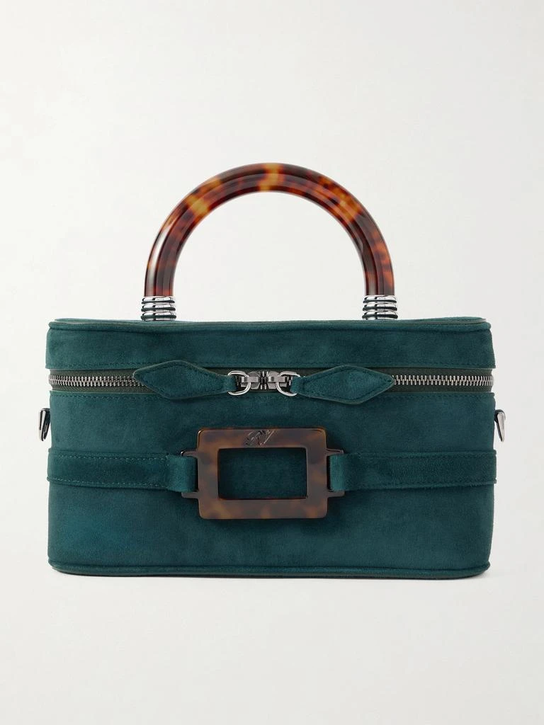 Roger Vivier Belle Vivier Vanity Mini Buckled Suede Clutch - Forest green