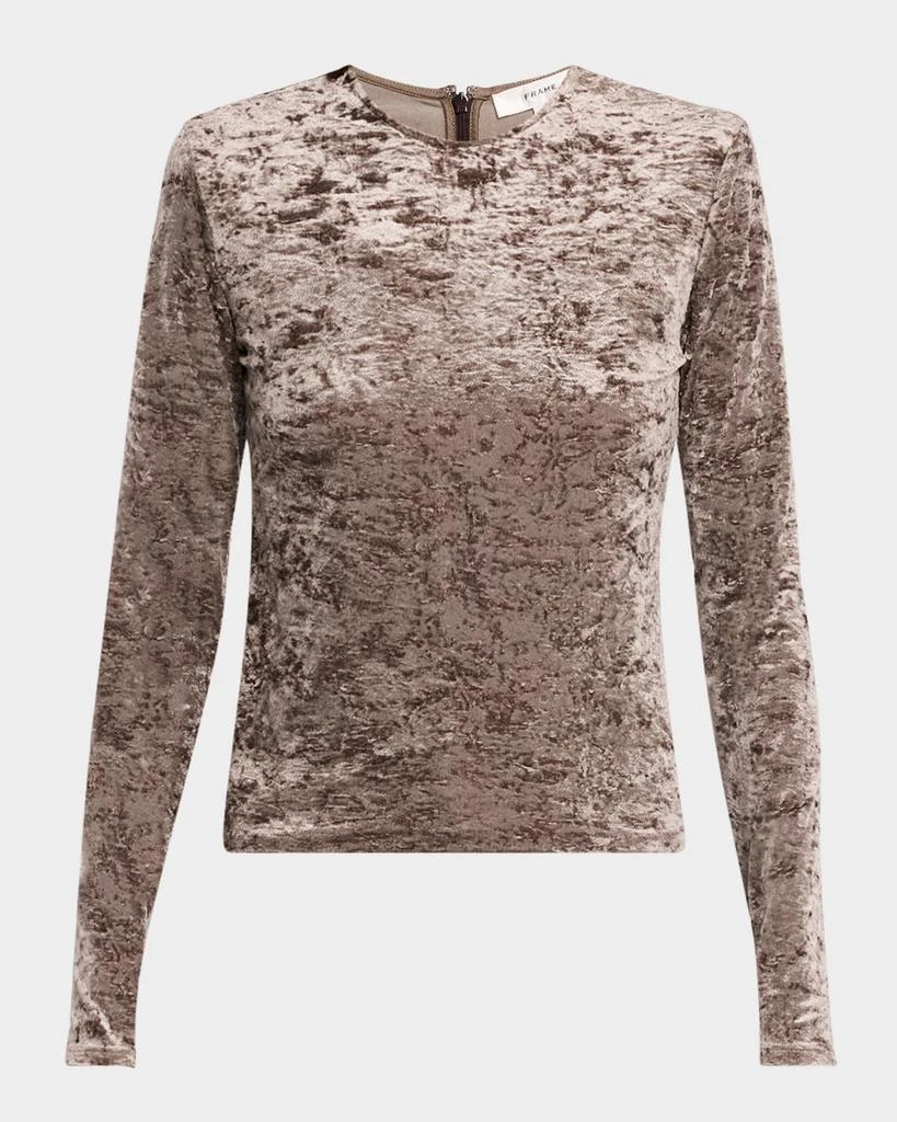 FRAME Long Sleeve Crushed Velvet Top 1