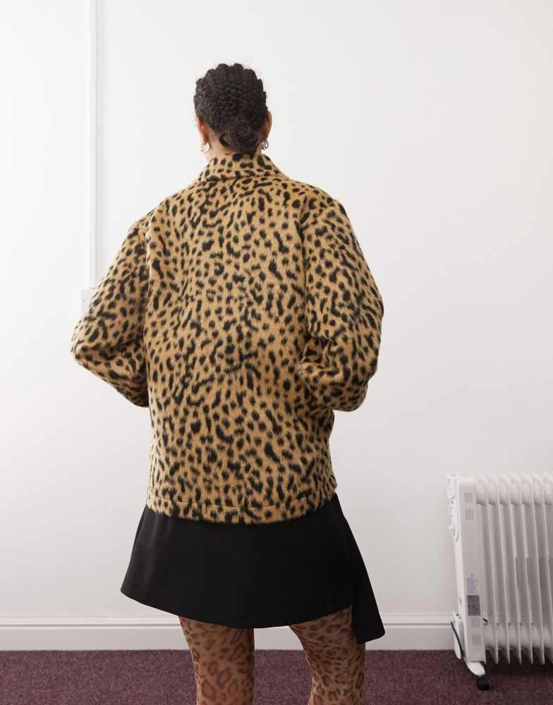 Obey Obey dottie leopard jacket in brown 3