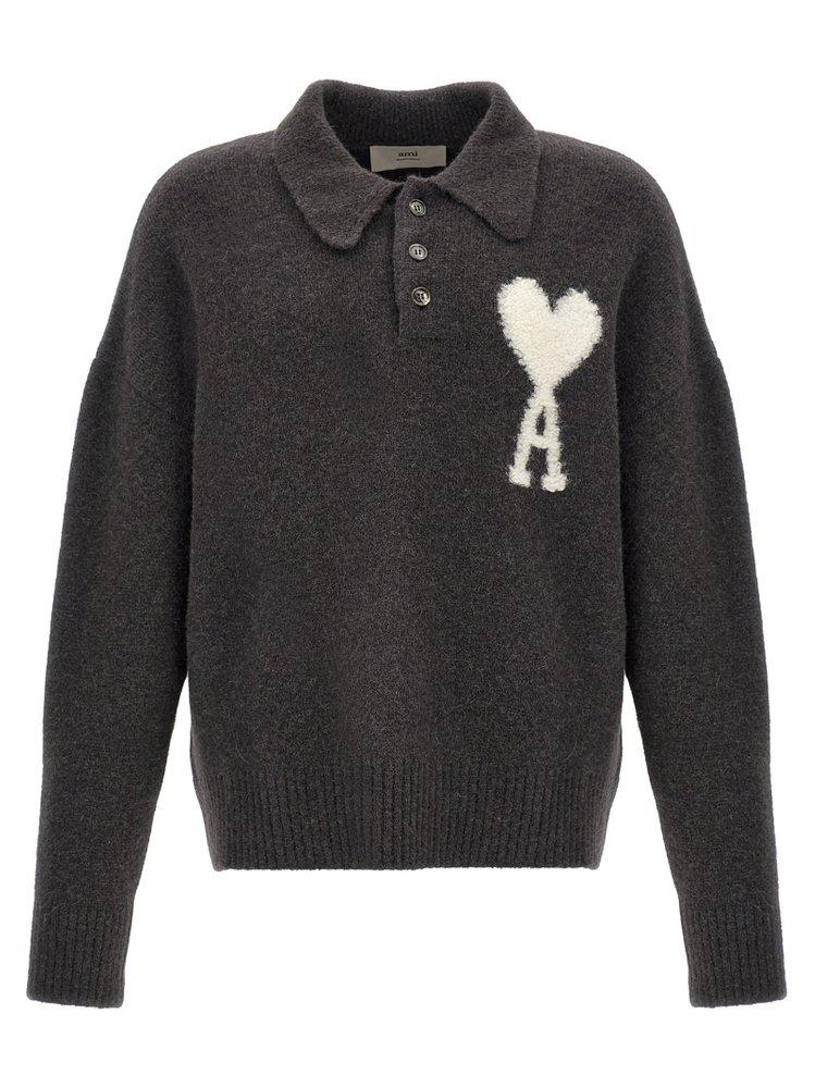 AMI AMI Paris Ami de Coeur Knit Polo Sweater