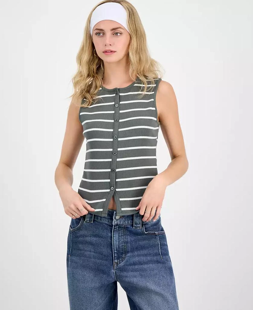 Madden Girl Juniors' Faux Button-Front Tank 1