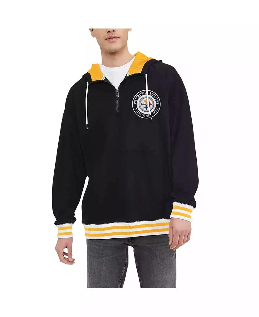 Tommy Hilfiger Men's Black Pittsburgh Steelers Aaron Quarter-Zip Hoodie 1