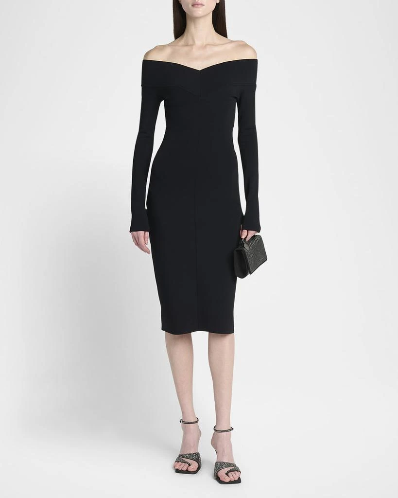 Stella McCartney Off-the-Shoulder Compact Knit Midi Dress 2