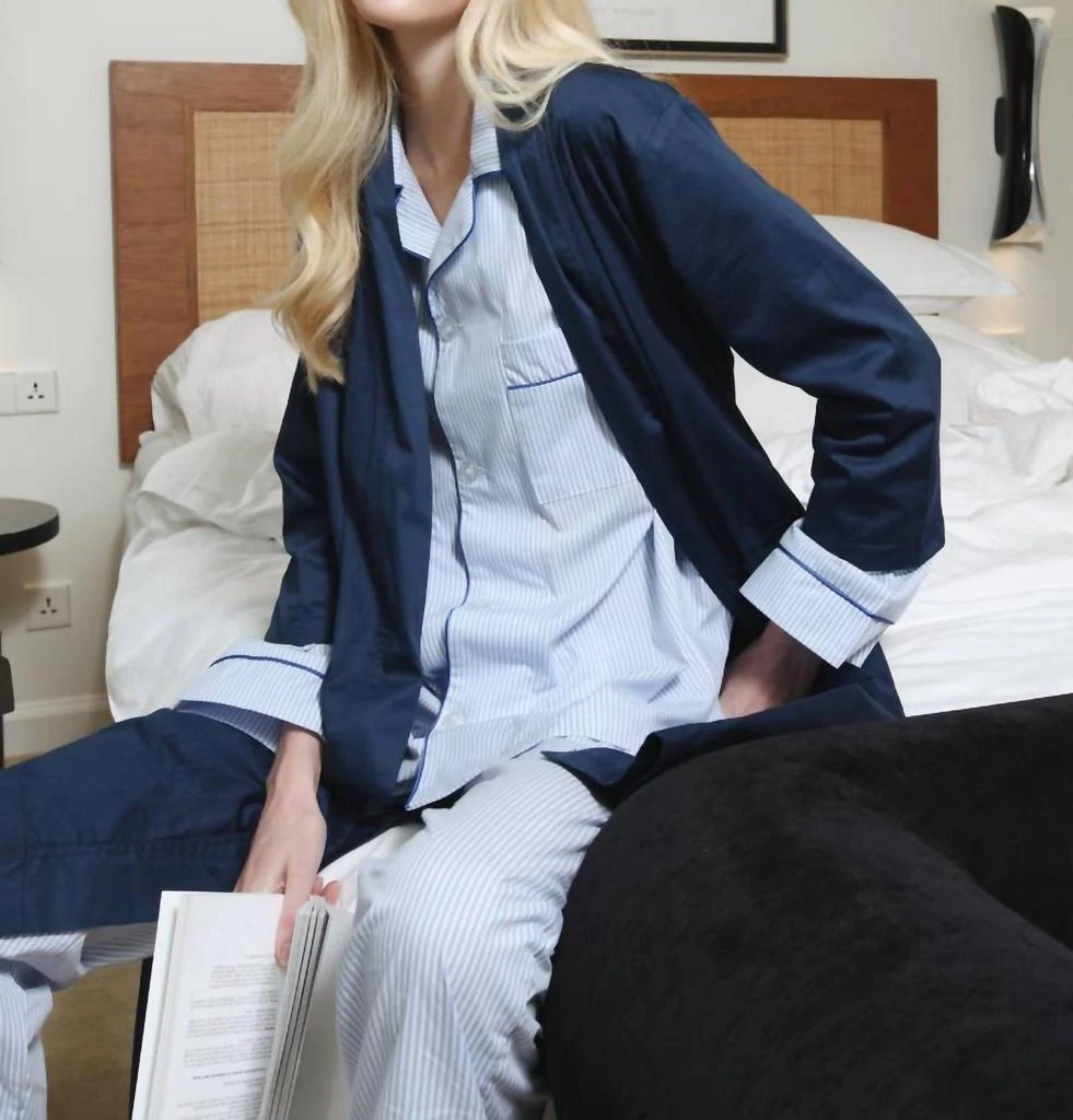 PJ CONFIDENTIAL Women
s Zoe Cotton Robe In Indigo 2