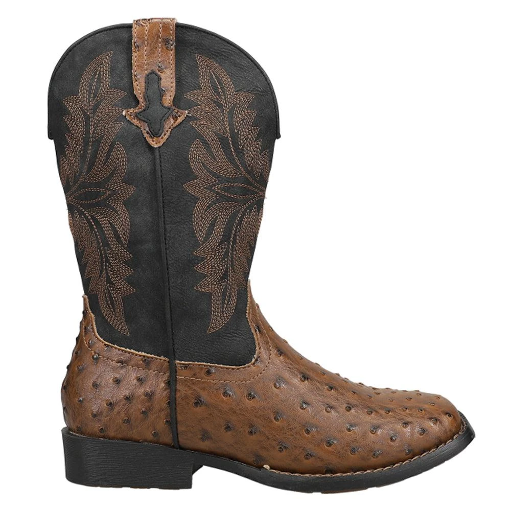 Roper Jed Ostrich Square Toe Cowboy Boots (Big Kid)