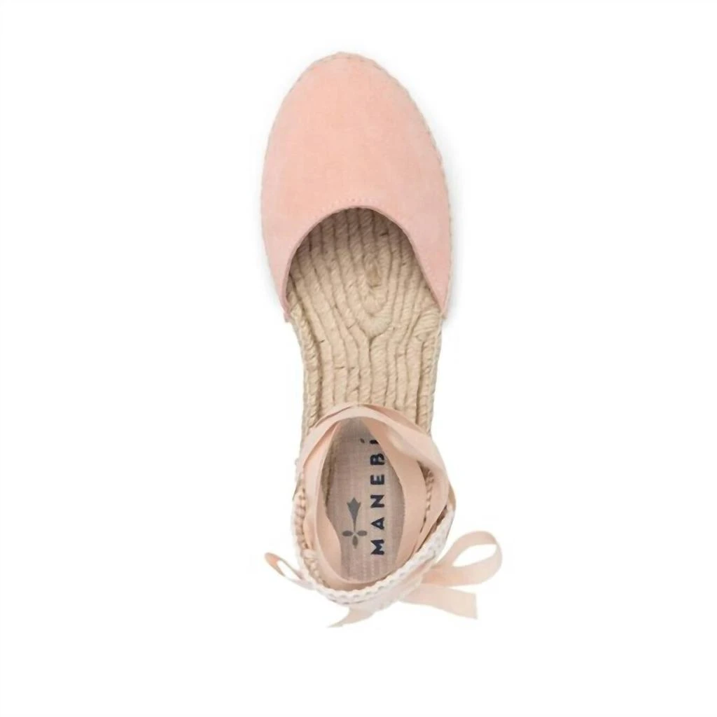 Manebi Hamptons Wrap Espadrille Shoes In Pastel Rose 4