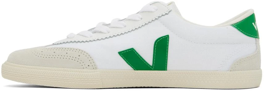 Veja White & Green Volley Canvas Sneakers 3