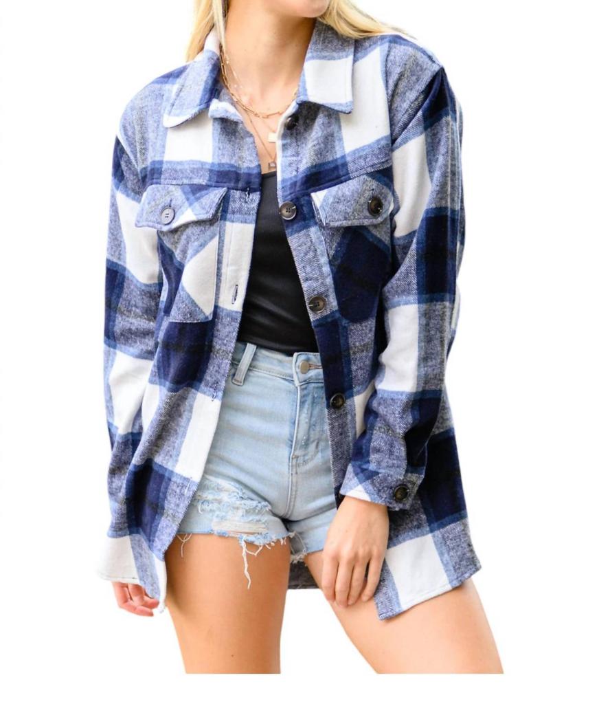 Kori Jayne Brushed Plaid Button Down Shacket