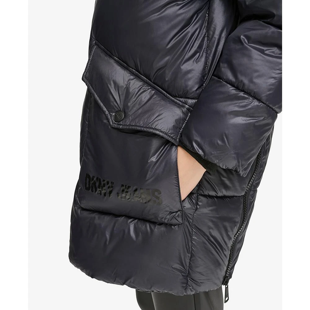 DKNY Jeans Women's Wet Shine Hooded Puffer Jacket 6
