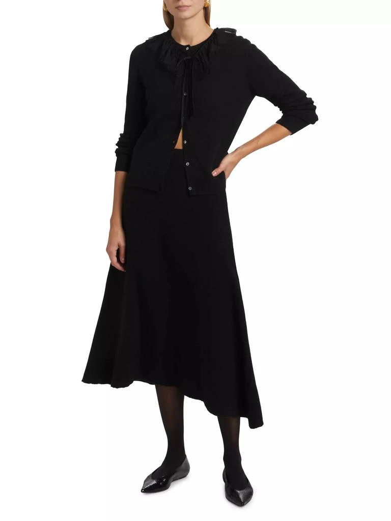 Lingua Franca Tulle-Trim Brushed Wool Cardigan 2