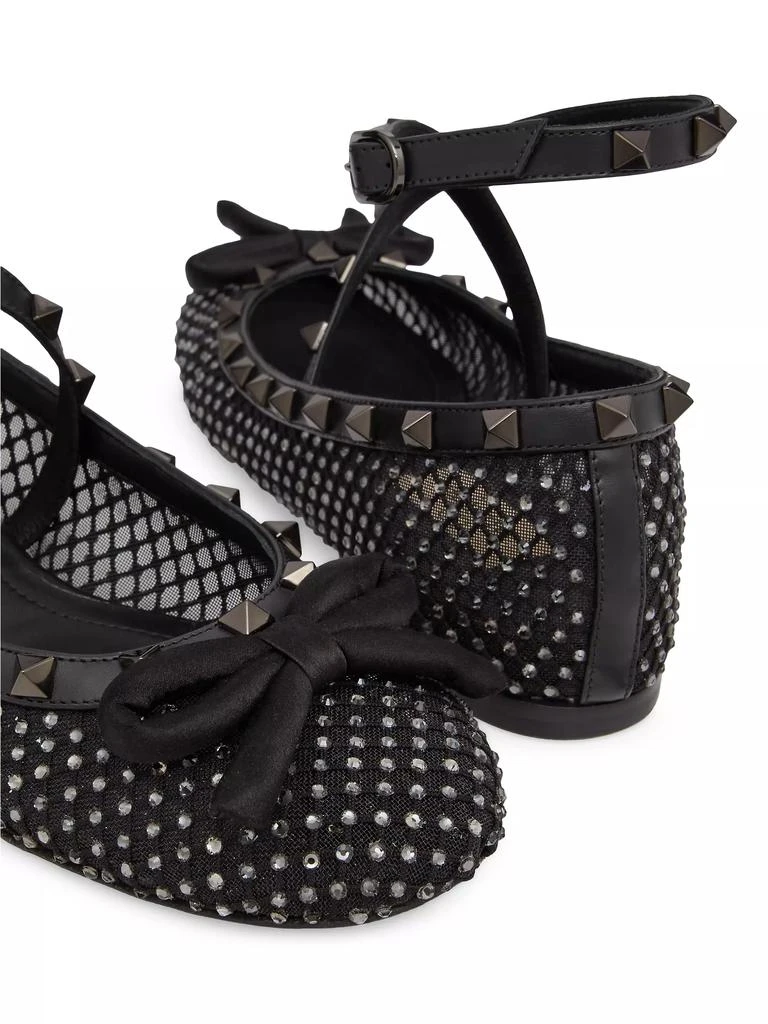 Valentino Rockstud Mesh Ballerina Flats With Crystals And Matching Studs 5