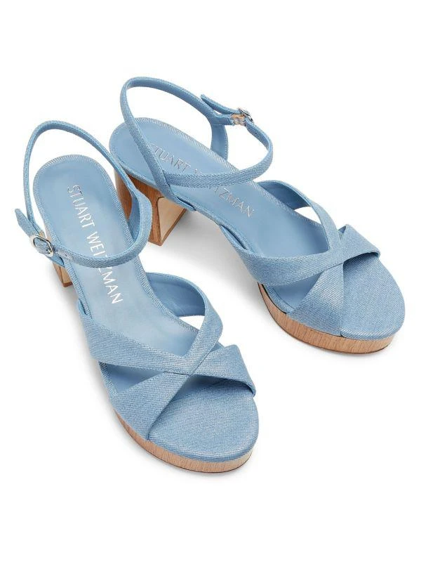 Stuart Weitzman Carmen 75MM Strappy Denim Sandals 4